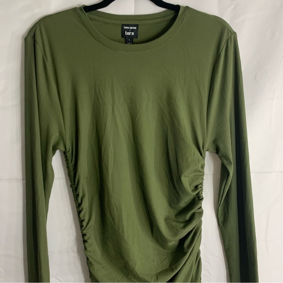NWoT Sofia Richie x Bar III Olive Green Ruched Bodycon Long Sleeve Dress, size L - Picture 4 of 12